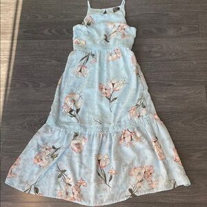 Elegant Floral Kids Dress in Light Blue